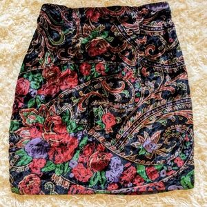 Vintage 70's Velvet Floral Skirt